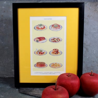 Original Cookbook Art - Mrs Beeton's Every Day Cookery Actual Illustration Page with Yellow Mat - Cold Entrees - UNFRAMED | Bixley Shop 