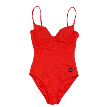 Chanel Red Corset Logo One Piece