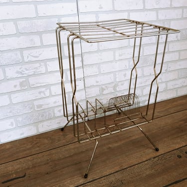Mid Century Wire Record Rack Record Player Holder 