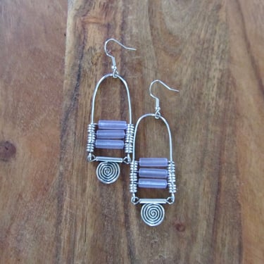Purple sea glass chandelier earrings 