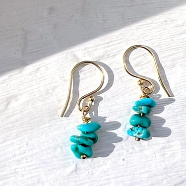 Stacked Turquoise Dangles in 14k goldfill 