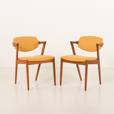 Kai Kristiansen vintage chairs in teak, model 42, set of 2, Denmark 1960s 