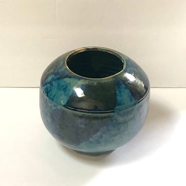 Art Pottery Vase Studio Pottery Vase Blue Green Ceramic Vase Bud Vase Japanese Bud Vase Ikebana Vase Mid Century Modern Vase Ceramic Vase 