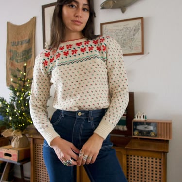 Vintage Lands’ End Direct Merchants Wool Christmas Patterned Knitted Pullover Sweater 