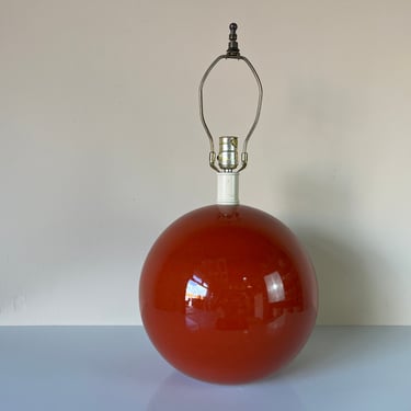80's Postmodern Ball Burnt Red Glazed Ceramic Table Lamp 