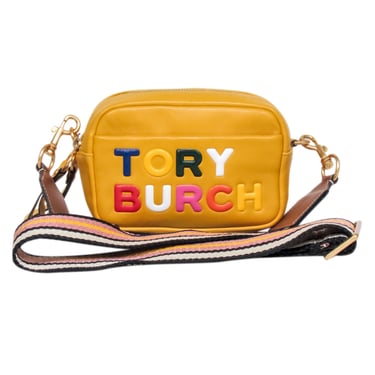 Tory Burch - Yellow Color Block Logo Double Zip Mini Bag