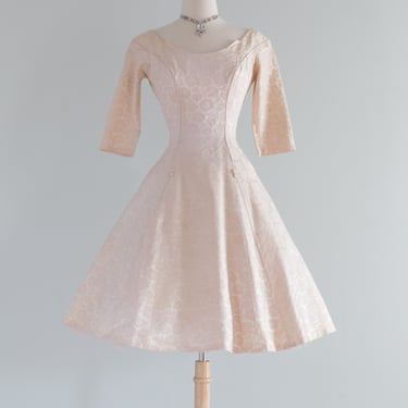 Lovely 1960's Blush Brocade Party Dress By Emma Domb / Small