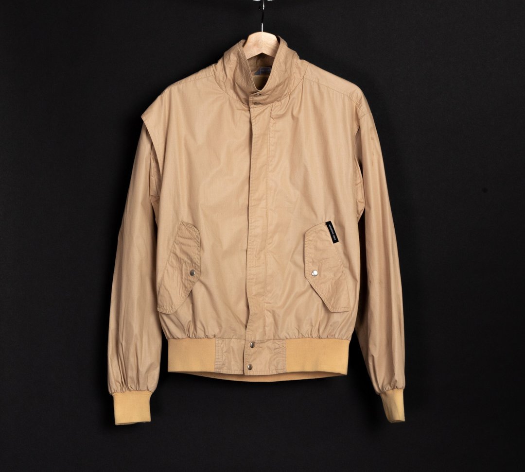 Vintage Members Only Jacket 80s Taupe Bomber Quilted Lining Windbreaker, Shop Exile