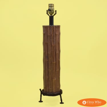 Faux Bamboo and Iron Lamp