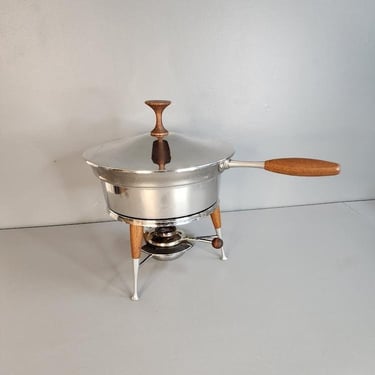 Vintage Danish Mid Century Chafing Dish W/ Stand 