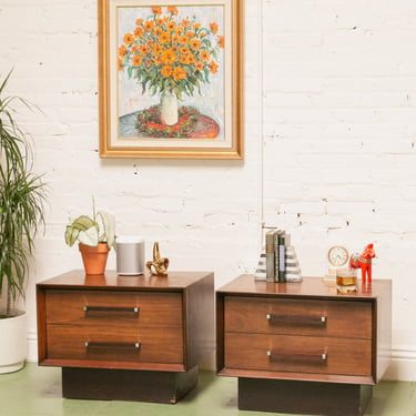 Lane Mid Century Low Profile Nightstands End Tables