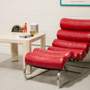 Red Leather Chaise Lounge Chair