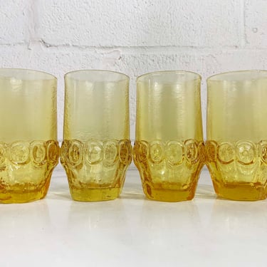 Vintage Franciscan Madeira Yellow Cornsilk Golden Water Tumbler Mid Century Set of 4 Glassware 1960s Barware Cocktail 