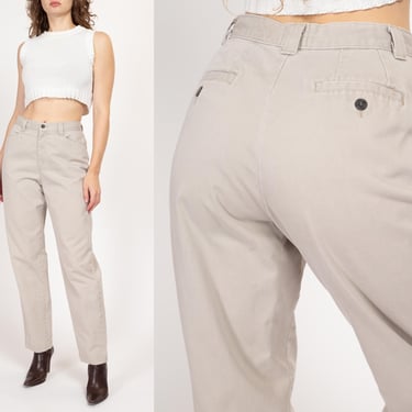 Medium 90s Lee High Waisted Khaki Pants 29" | Vintage Flat Front Tapered Leg Casual Cotton Trousers 