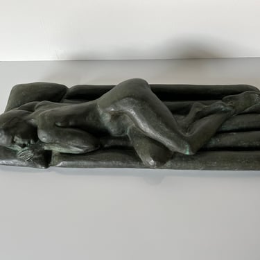 Mid-Century Modern Bronze Sculpture of a Nude Reclining Woman 