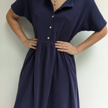 Vintage Faded Navy Waffled Dress