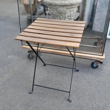 Wood and Metal Folding Table 21.25 x 21.75 x 27.75