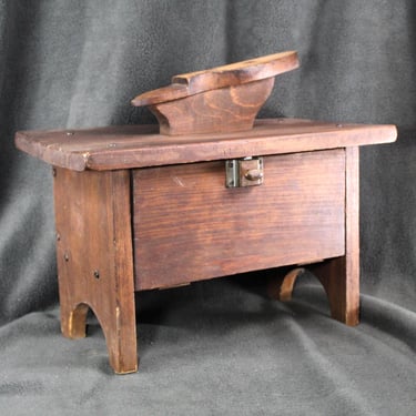 Antique Shoe Shine Stool with Storage Cubby | Cobblers Stool | Antique Storage Stool | Shoe Shine Box | Bixley Shop 