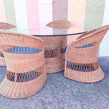 Wicker Chic Dining Table and Chairs