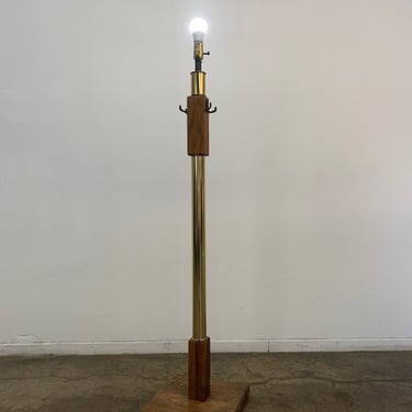 Oak and Brass Floor Reading Lamp- No shade included 