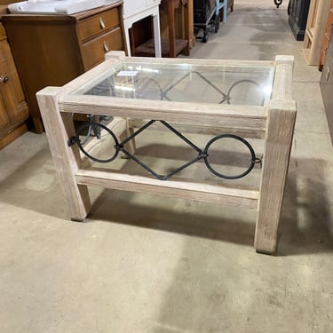 Small Glass and Wood Coffee Table