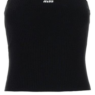 Miu Miu Women Black Stretch Viscose Blend Top