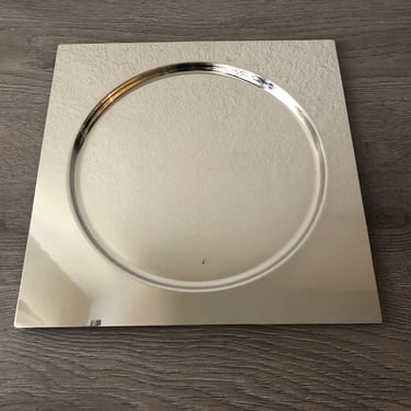 Vintage 1980s Stainless steel plate or plate charger by Valenti Milano, Modello Depositato Made in Italy 