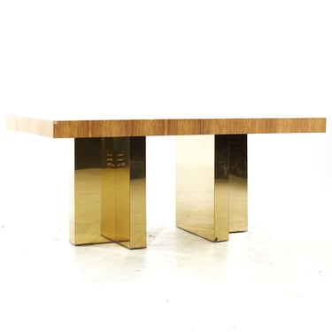Milo Baughman for Thayer Coggin Mid Century Brazilian Rosewood and Brass Expanding Dining Table with 1 Leaf - mcm 