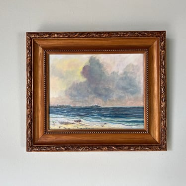 1970's Fitz Impressionist Ocean Landscape Oil Painting, Framed 