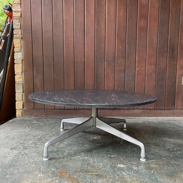 1970s Eames Table with Black Poured Stone Top Vintage Mid-Century Herman Miller 