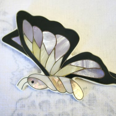 1970s Huge Butterfly Inlay Brooch 