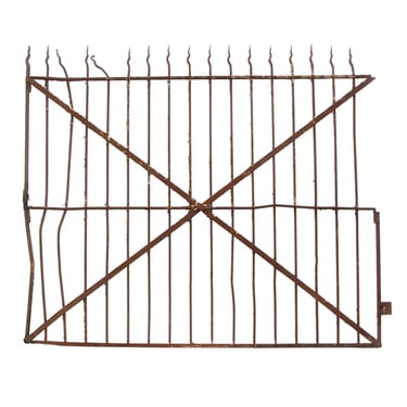 Restorable Antique Wrought Iron Gate with Flame Finials
