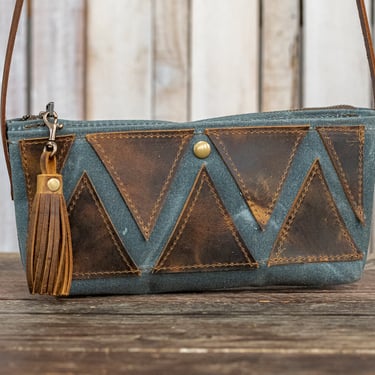 Weekly Limited-Run Bags |  Small leather zipper bag | Crossbody Purse | The Waxed Canvas Abstract Bag 