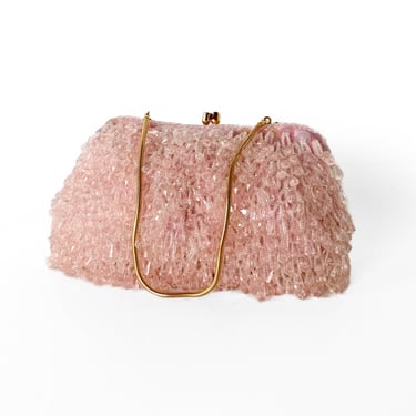 1950s Pink Beaded Clutch