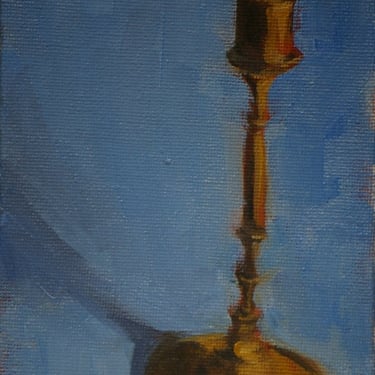 Small Candle Holder - original oil painting - still life - Small Painting - 4x6 inches-Angela Ooghe 