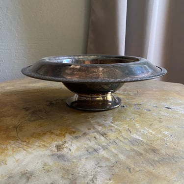 Vintage ROSETTE footed silver plate bowl 