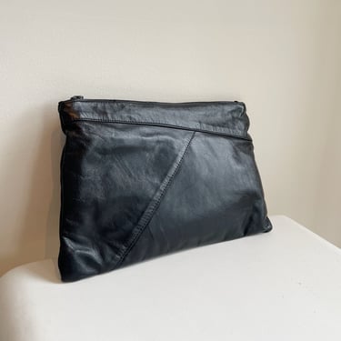 Obsidian Leather Zipped Pouch