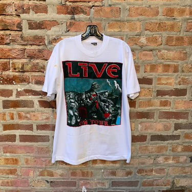 Vintage 90s Live Band Parking Lot Tee T-Shirt Size Large Single Stitch Spell out Concert Tee Throwing Copper 