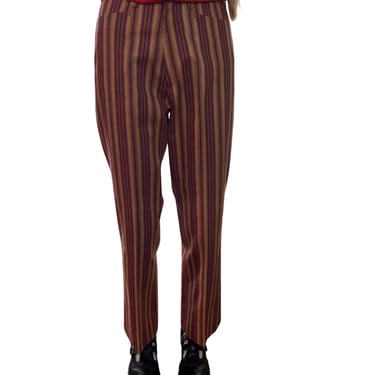 Deadstock 70s Burgundy and Gold Striped Pants 