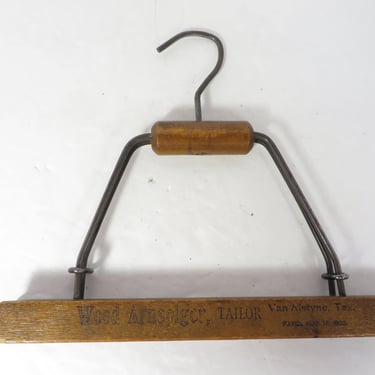 Vintage Wood Hanger -  Antique Wood Clothes Clamp Tailor's Hanger 