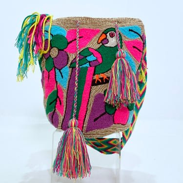 Punch Rug Bucket Purse in Parrot