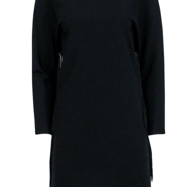 Maje - Black Shift Dress w/ Fringe Sleeves Sz L