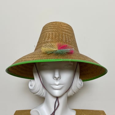 Vintage 1950s Straw Hat 50s 60s Sun Hat 