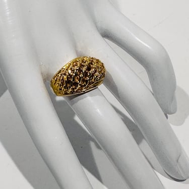 Gold Crosshatch Dome Ring