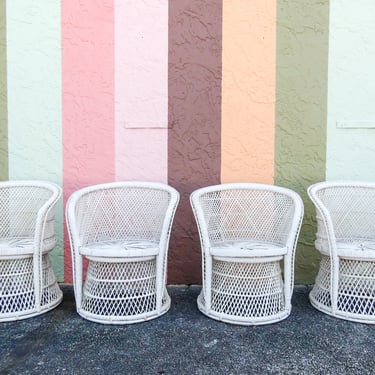 Set of Four Coastal Buri Rattan Chairs