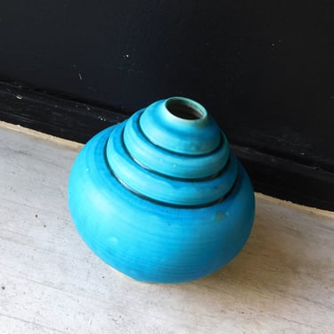 Listed Artist Signed Bright Turquoise Vase