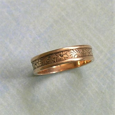 Vintage 14K Yellow Gold Band Ring, Vintage 14K Gold Floral Ring, Vintage Eternity Ring Band Size 6.75 (#4161) 