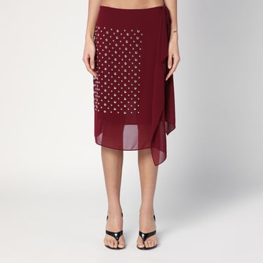 Dries Van Noten Bordeaux Wrap Skirt With Appliqués Women