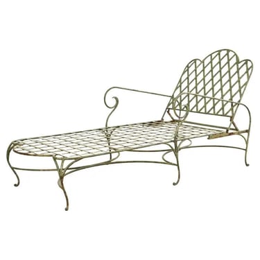 Rose Tarlow Style Iron Lattice Garden Chaise Longue