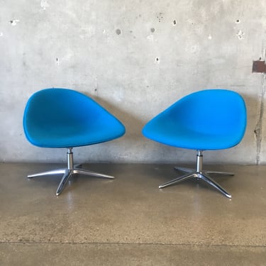 Pair of Style Works Paris Lounge Chairs in Azure
